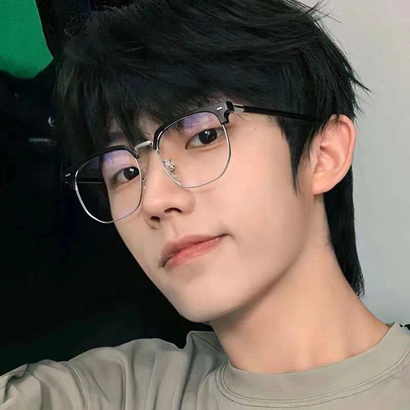 Oversized Frame Designed for Big Face Glasses Frame Men's Eyebrow Line Type Large Face Widened Flat Mirror Myopic Eye Frame