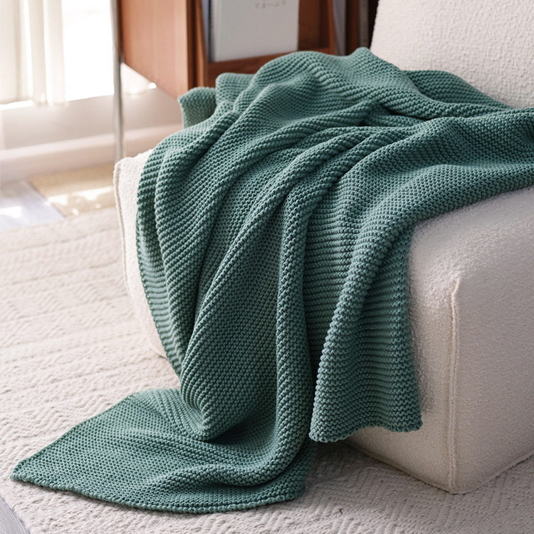 Nordic Style Solid Color Chunky Yarn Knitted Blanket Long Ins Style Bed End Towel Blanket in Stock One Piece Drop Shipping New