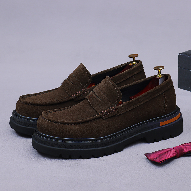 Giày Da Nam Chất Liệu Da Bò Tăng Chiều Cao Đế Cao Phong Cách Âu Mỹ