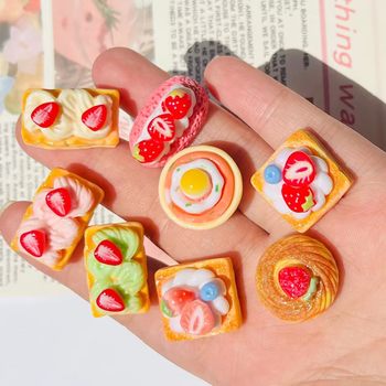 Simulated Strawberry Cream Cake Food Toy DIY Handmade Hairpin Hair Rope Mobile Phone Case Play House Toy Decorative Ornaments