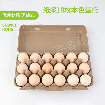 Paper Pulp 18 Pieces Natural Egg Tray Egg Carton Biodegradable Bubble Wrap Packaging Paper Pulp Mold Plastic Egg Carton Factory Direct Supply