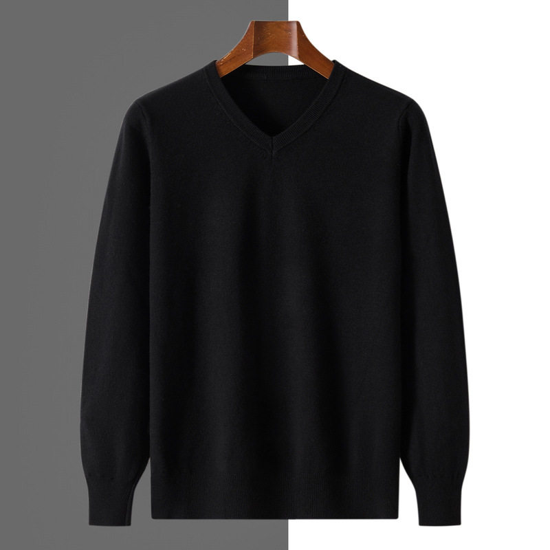 男士羊绒衫v领打底毛衣秋冬套头商务休闲内搭打底针织衫上衣