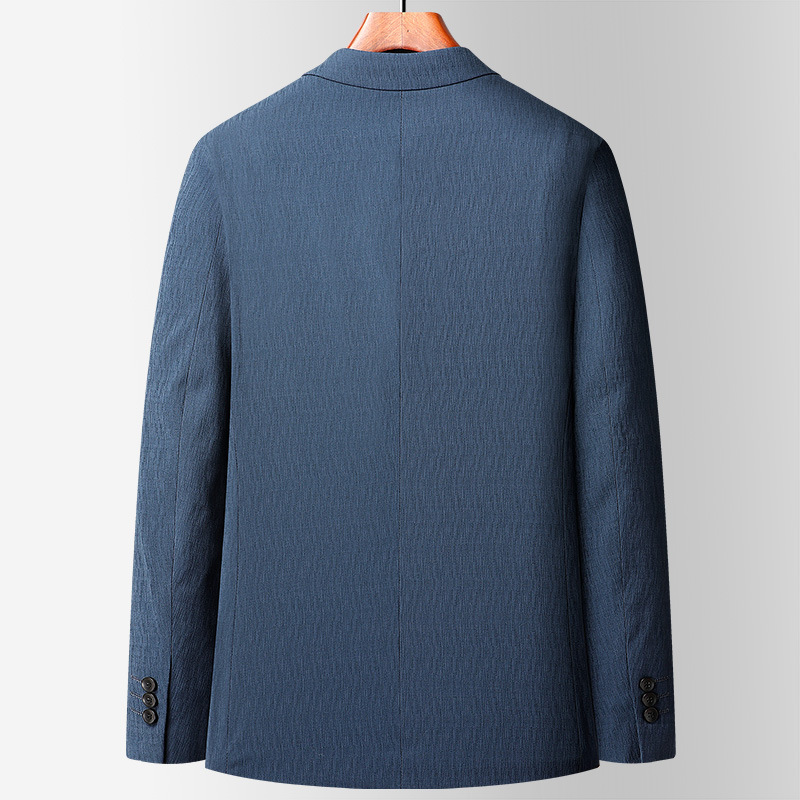 Áo blazer nam dáng ôm mỏng nhẹ mùa xuân thu, vải jacquard co giãn không cần ủi — Màu xanh, Màu xám