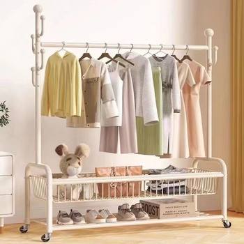 Drying Rack Floor Vertical Movable Thick Bold Drying Rack Indoor Simple Rod Coat Rack Clothes Rack