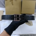 Embossed black b silver buckle