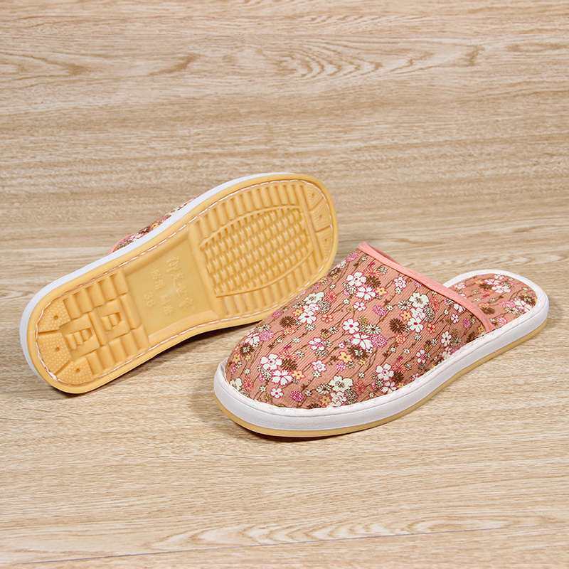 Free Shipping Old Northern Cloth Shoes for Women Spring & Fall Pink Breathable Sweat-Absorbent Foam Bottom Cloth Slippers Home Non-Slip Floor Mops