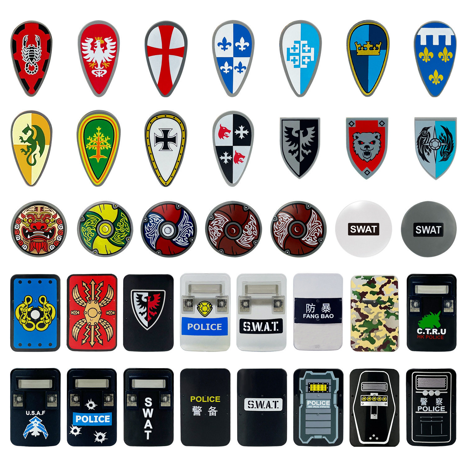 Международная оптовая продажа, совместимая со взрывозащищенным щитом Lego shield, специальным полицейским военным среднего возраста с самодельными строительными блоками, минифигурами moc parts Изображение 1