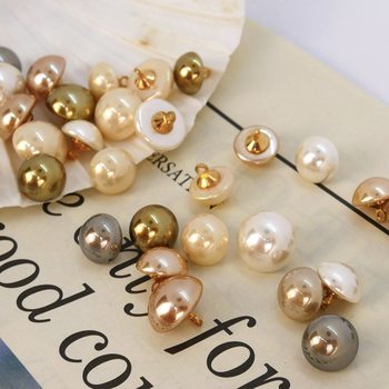 Korean style half-face imitation shell bright pearl button semicircle Button Bright pearl buckle woolen sweater buckle autumn and winter