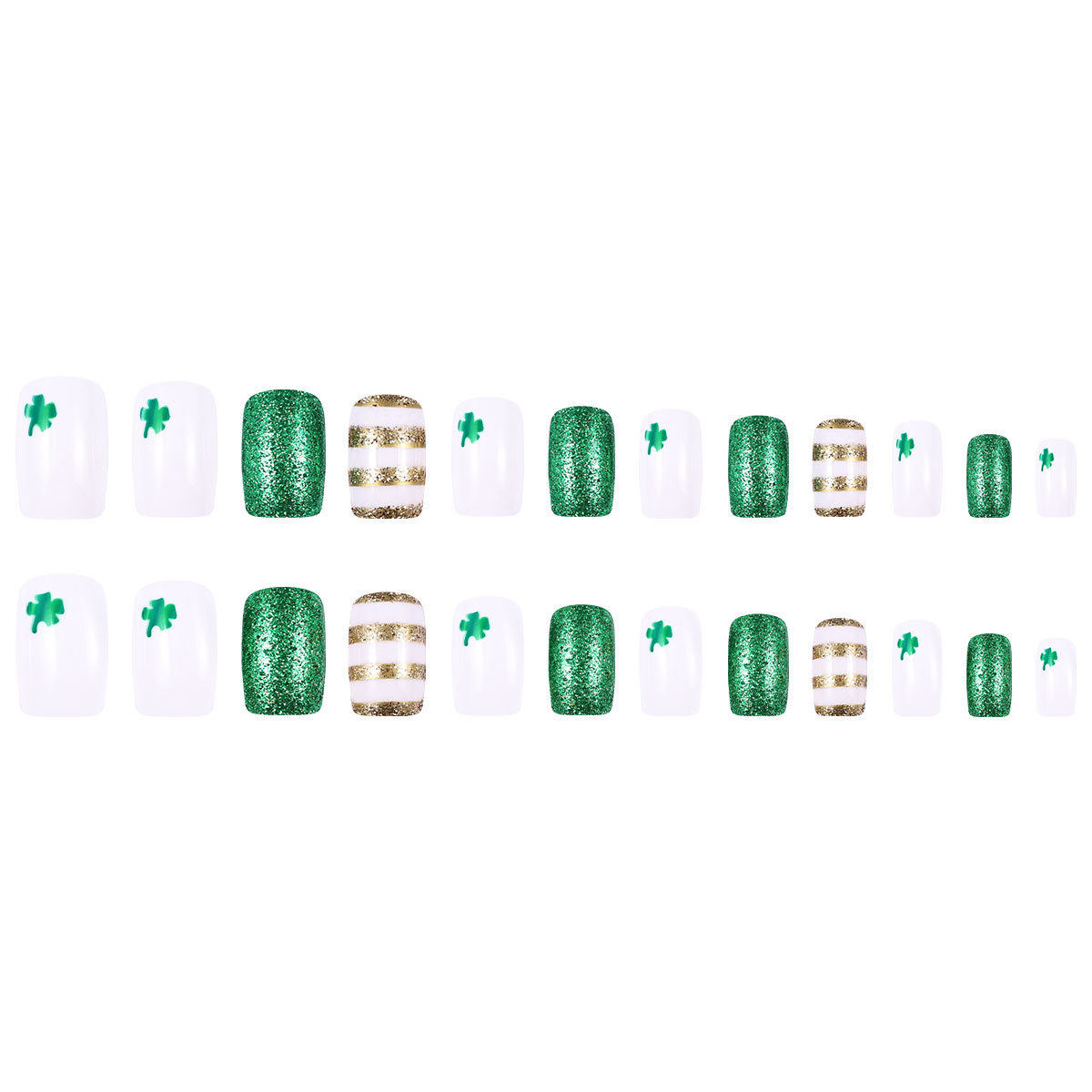 Cross-border Europe and the United States nail green glitter lucky grass wear a St. Patrick's Day nail nail patch wholesale