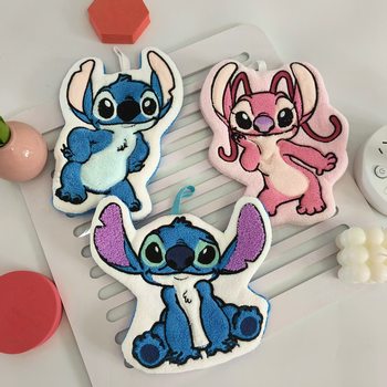 Cartoon Stitch-Shaped Hand Towel, Coral Velvet, Lint-Free, Water-Absorbent, Soft, Double-Layer Thickeneded, Household Kidsren's Quick-Drying