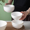 Simple Rice Soup Bowl Set for Home Use, Japanese-Style Pure White High-Temperature Resistant Ceramic Bowls