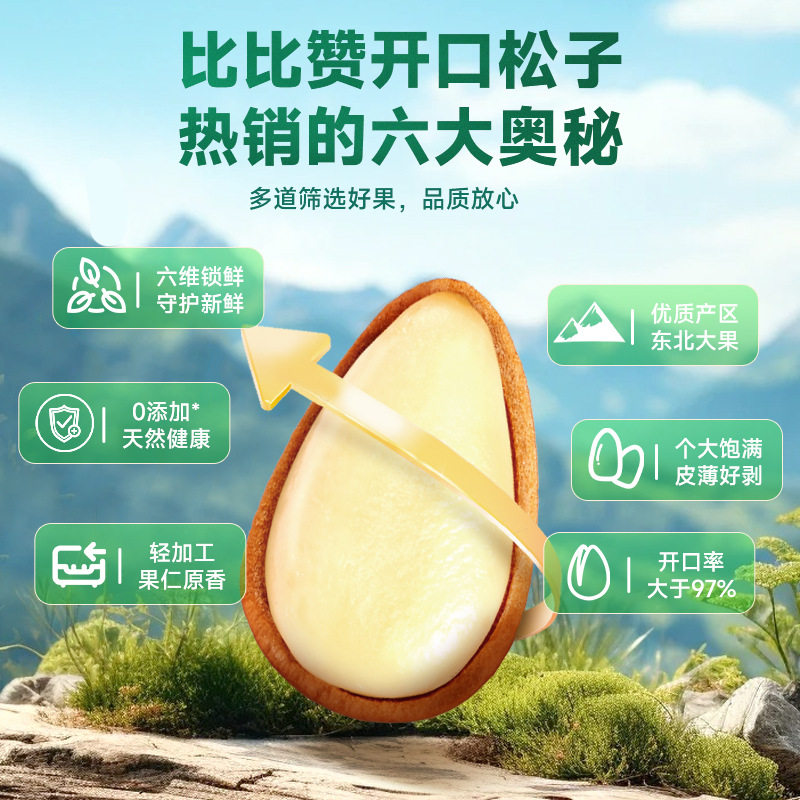 Bibi Zan Open-Shell Pine Nuts New Large Kernels Hand-Peeled Dried Nuts Northeast Pine Nuts Roasted Snacks Leisure Food