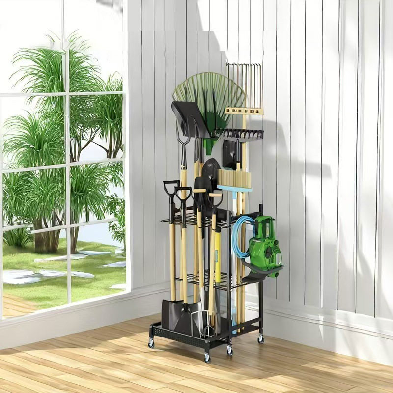 Amazon Cross-Border Iron Gardening Tool Storage Rack Hanging Shovel Mop Storage Rack Floor-Standing Garden Organization