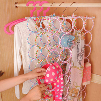 Multi-loop Rope Hanger Tie Scarf Loop Rack Silk Scarf Display Rack Home Storage Rack