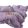 French seersucker embroidered sanding four-piece lace quilt cover bed sheet three-piece bedding