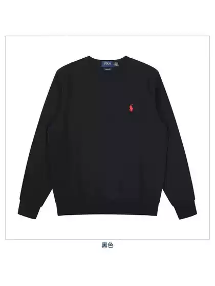 Men's Rl Cotton Embroidered Crew Neck Long-Sleeve Casual Versatile Sweatshirt Supports Dropshipping, Cross-Border Bestseller