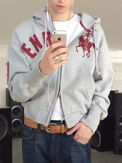 American Rock Fall Winter High-Street Printed Cardigan Hoodie Oversized Unisex Sweatshirt