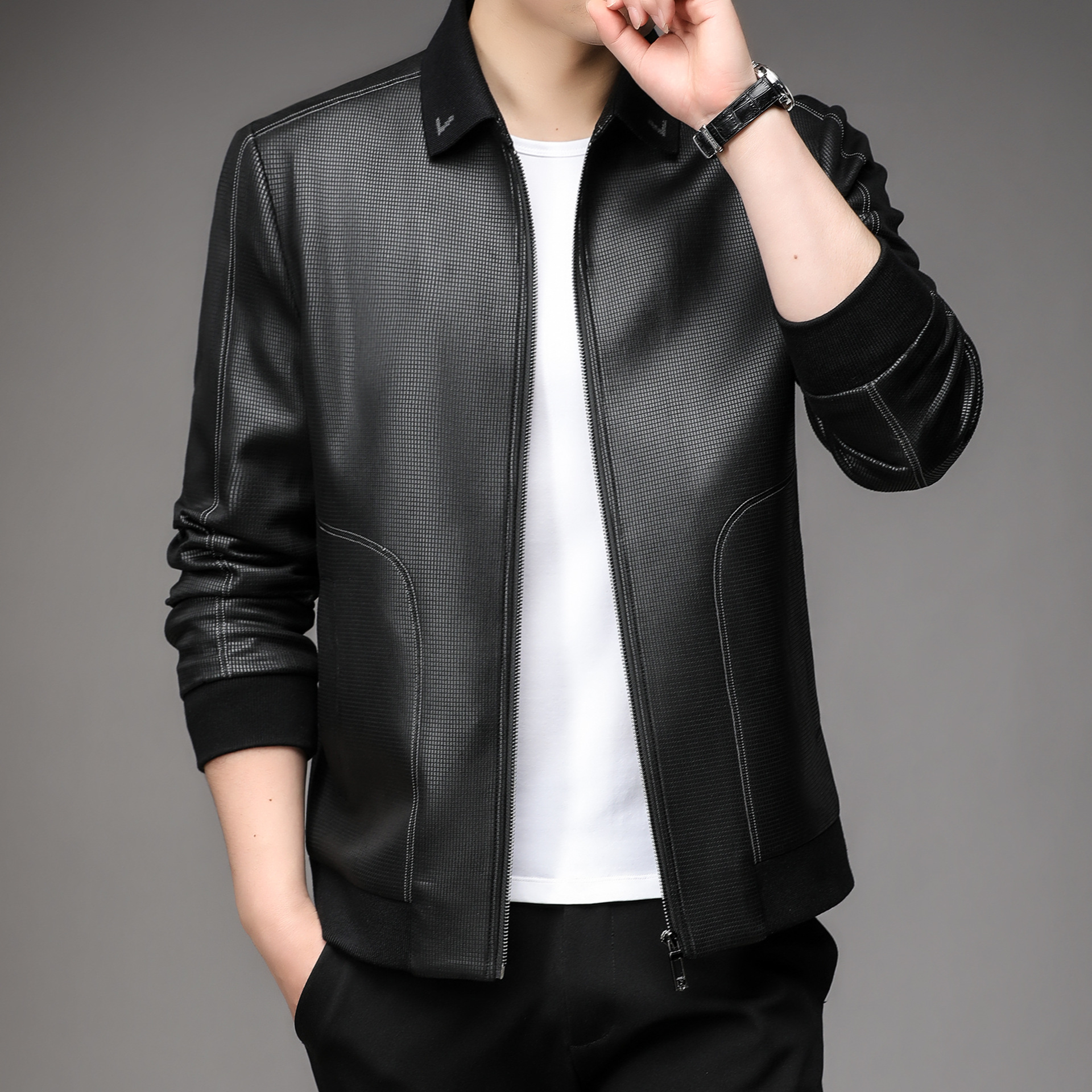 Áo Da Nam Hàng Mùa Xuân Thu Đông Trung Niên