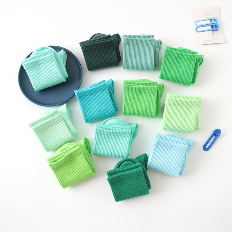 女士秋冬纯色袜糖果色中筒袜ins风彩色堆堆袜棉质街头运动袜