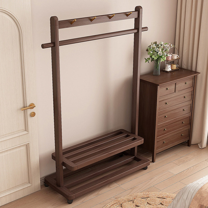 Clothes Rack Floor-Standing Bedroom Simple Clothes Rack Removable Indoor Home Clothes Hanging B&B Solid Wood Coat Rack