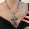 Punk Niche Ins-Style Retro Skull Cross Pendant Necklace for Women Hip-Hop Spicy Girl Choker Ins Collarbone Chain