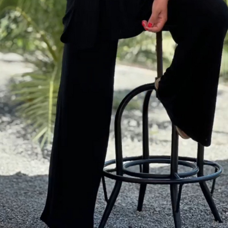 Womens Knit Two Piece Set Casual Loose Fit Top and Straight Leg Pants Comfortable for Everyday Wear