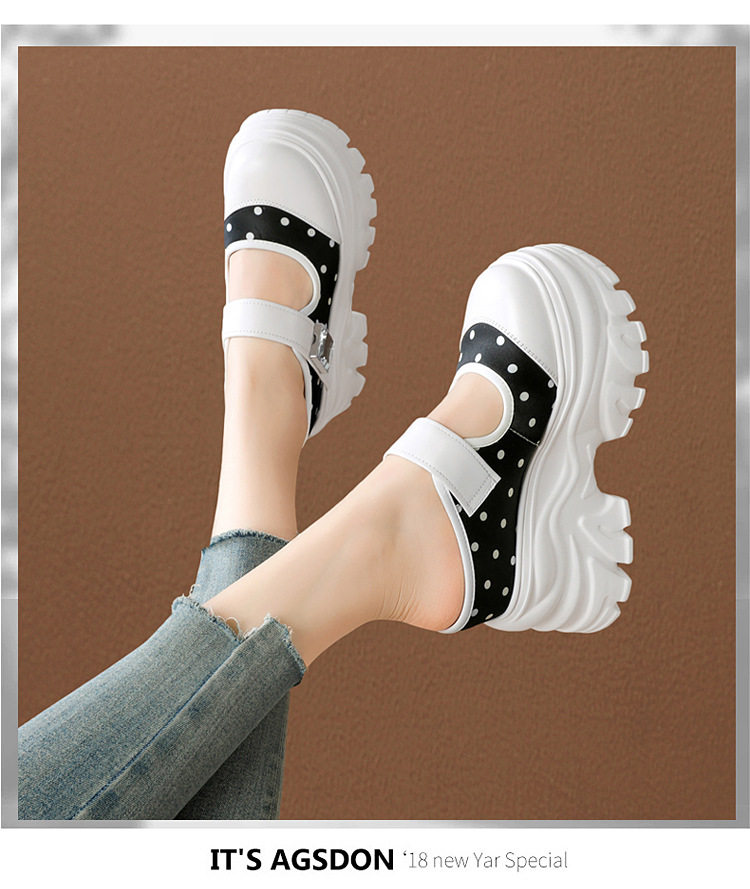 Sandal cao gót nữ hở mũi, đế xuồng 12 cm, quai bọc mũi, phối màu, phong cách dạo phố — [Đen], [Trắng], [Vàng nhạt] chi tiết 12