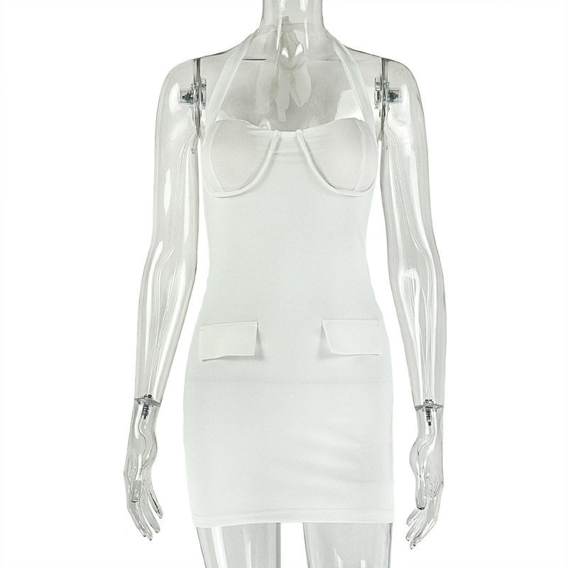 Slim Fit Backless Bodycon Dress Solid Color Sexy Elegant Perfect for Parties and Night Out Wholesale Available