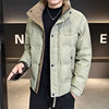 New Men's Stand Collar Winter 2025 Short Color-Block Korean Version Thickened down Jacket Warm Casual Trendy Black