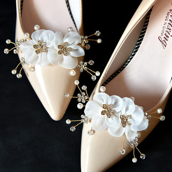 Bride Wedding Shoes Handmade Pearl Decoration Pearl Flower Shoe Buckle Diamond Shoe Flower European and American Style Cross Border Shoe Flower