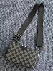 2024 New Plaid Mobile Phone Bag Korean Men's Bag Casual Fashion Shoulder Bag Small Satchel Casual Backpack Trendy Bag