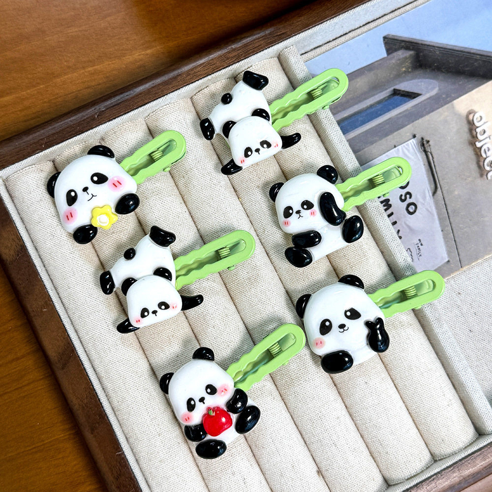 可爱熊猫发夹学生卡通刘海碎发夹高颜值碎发侧边夹少女心头饰发饰