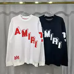 Foreign trade wholesale AMIRI trend letter Logo jacquard tassel damage hole loose wind hooded round neck sweater