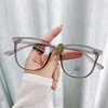 Korean Style Anti-Blue Light Flat Glasses Big Face Plain Slimming Glasses Cyber Celebrity Square PC Frame Finished Myopia Glasses Frame