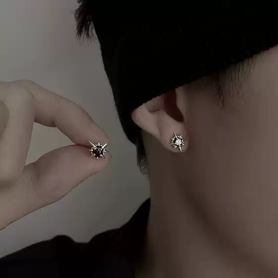 Korean-Style Polaris Men's Earrings with a High-End Feel, Simple and Trendy, Unique and Stylish for Cool Guys, Niche Boys, and Bad Boy Style Ear Accessories