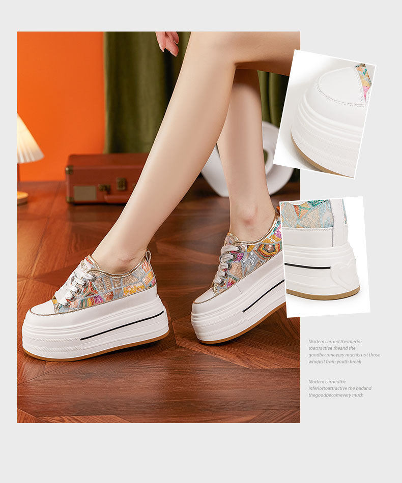 Sandal cao gót nữ hở mũi quai ngang đế dày — Trắng, Bạch kim chi tiết 3