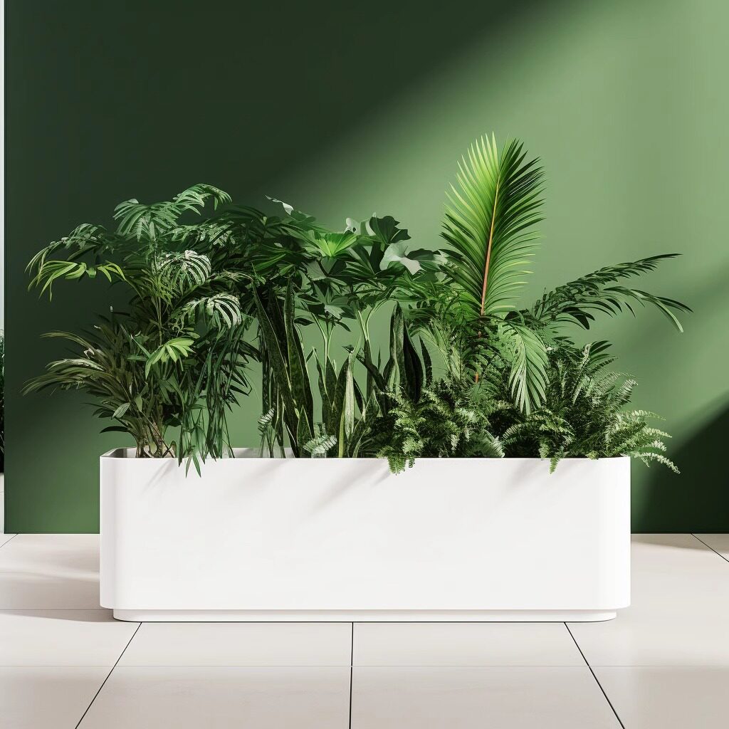Factory Direct Sales Indoor Flower Box Outdoor Flower Pot Rectangular Flower Trough Restaurant Stainless Steel Planting Box Partition Flower Bed