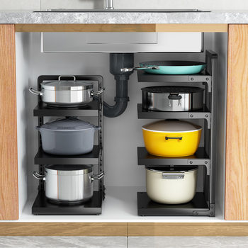 Pot storage artifact multi-layer pot storage rack multi-functional sink kitchen storage rack
