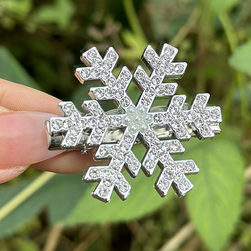 超闪水钻珍珠雪花小鸭夹高颜值圣诞节温柔可爱发卡冬季新款头饰女