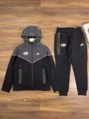 Overseas New Popular Nk Joint Men's Hooded Suit Hook Print Stitching Casual Couple Knitted Sportswear