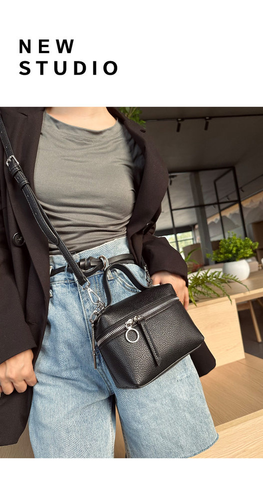 Túi Hộp Đựng Cơm Mini Xách Tay Da Mờ Kiểu Hàn Quốc Màu Trắng, Đen chi tiết 1