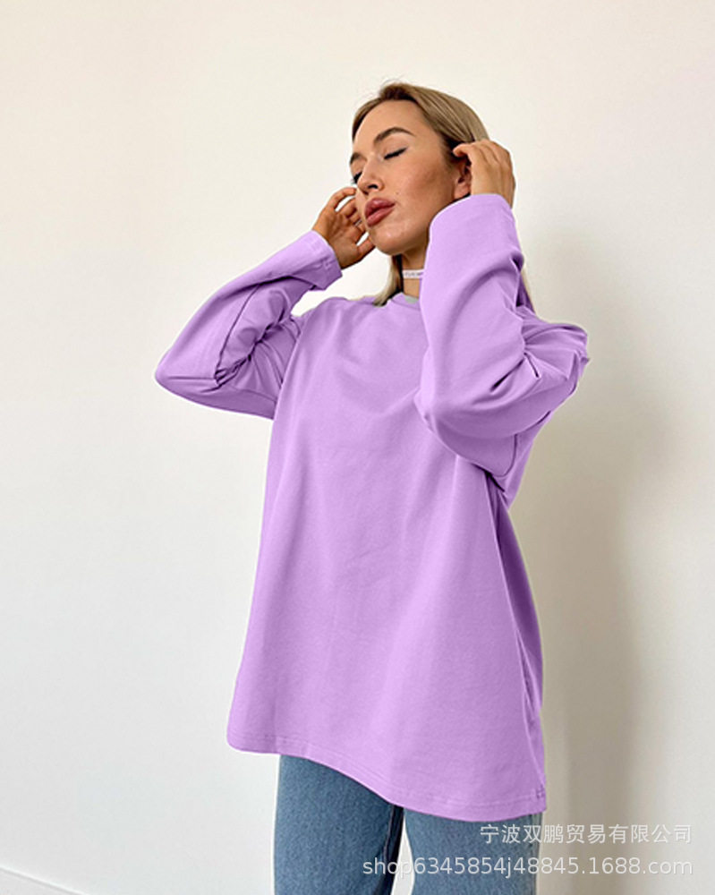 Womens Long Sleeve T Shirt Solid Color Loose Fit Casual Style 100 Cotton Spring Fall Wear Wholesale Available