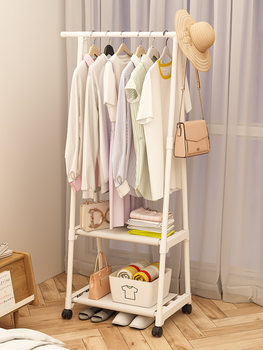 Freestanding Clothes Rack for Bedroom, Portable Simple Clothes Drying Rack, Household Indoor Corner Coat Rack, Thickened