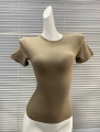 Truffle color round neck cotton short-sleeved t-shirt [cotton] high quality