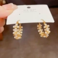 15 pearl zircon ear buckle (thick gold plating)