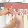 Travel portable fabric hanger bathroom multifunctional folding hanger 6 clips socks underwear clip wholesale