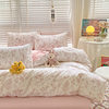 Category a Maternal and Infant Grade Double-Layer Yarn Cotton and Linen Washed Cotton Four-Piece Set French Small Floral Quilt Cover Three-Piece Bed Bed Sheets Set