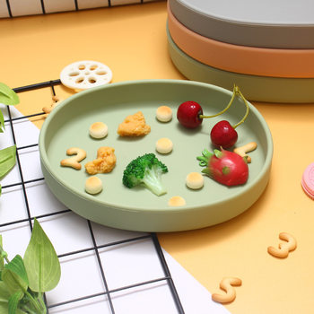 Children's Tableware Baby Supplementary Food Plate, Various Sizes for Feeding, Non-Feeding Plates, Silicone Wholesale, Compartmentalized, Ins-Style