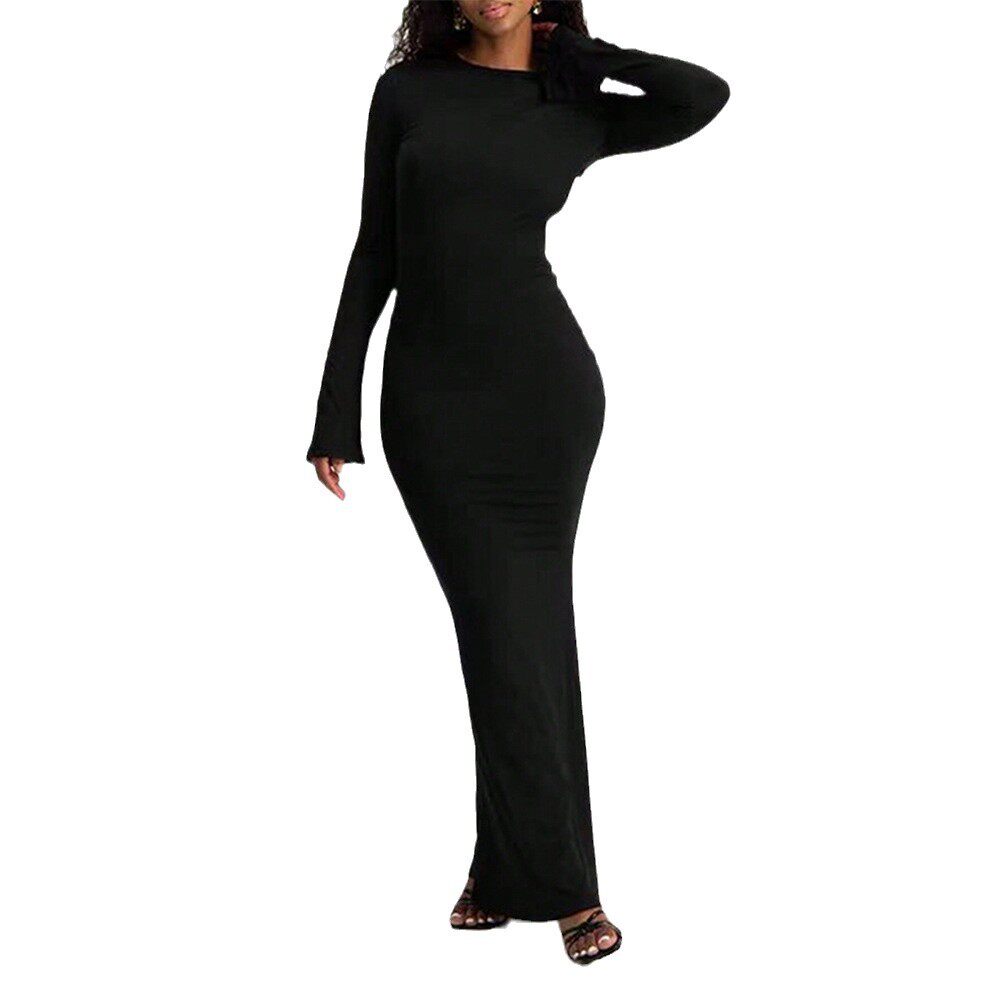 Elegant Backless Bodycon Maxi Dress Sexy European Style Spring Summer Fashion Wholesale Available