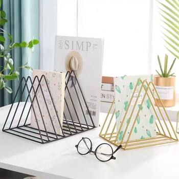 Bookshelf Desktop Storage Table Bookshelf Triangular Metal Iron Simple Creative Nordic Storage Rack Book Stand